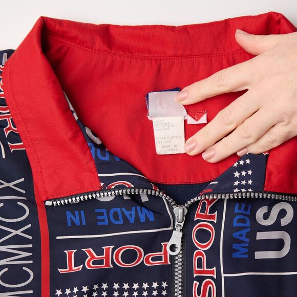 Vtg Tail Patriotic Jacket Womens L USA Sport Red White Blue 1999 MCMXCIX 90s - Picture 10 of 10